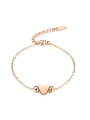 thumb Simple Little Heart Beads Rose Gold Plated Titanium Bracelet 0