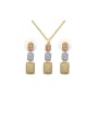 thumb Copper With  Cubic Zirconia  Personality Square Pendant  Earrings And Necklaces  2 Piece Jewelry Set 2