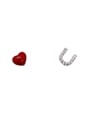 thumb Personalized Asymmetrical Heart U-shape Silver Stud Earrings 0