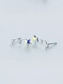 thumb S925 Silver Fashion Sweet Color Star Stud cuff earring 0