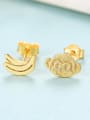 thumb 925 Sterling Silver With Gold Plated Simplistic Monkey Banana Asymmetry  Stud Earrings 2