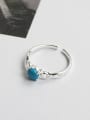 thumb Simple Turquoise stone Silver Opening Ring 1