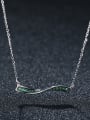 thumb 925 Sterling Silver With Platinum Plated Simplistic One Word Wave Necklaces 1