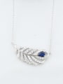 thumb Women Exquisite Feather Shaped Rhinestones Necklace 1