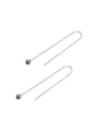 thumb Simple Little Smooth Bead Silver Line Earrings 0