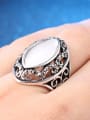thumb Retro style Noble Oval Opal Stone Hollow Alloy Ring 1