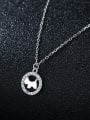 thumb 925 Sterling Silver With Platinum Plated Cute Hollow Round  Dog Necklaces 1