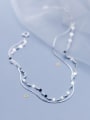 thumb 925 Sterling Silver With Platinum Plated Simplistic Irregular Double layer Anklets 3