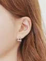 thumb Simple Artificial Pearls Hollow Triangle Rhinestones Silver Stud Earrings 1