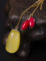 thumb Gold Plated Natural Wax Stones Hook Earrings 2