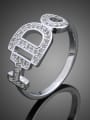 thumb Personalized Monogram Cubic Zirconias Platinum Plated Copper Ring 0