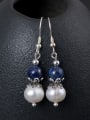 thumb Retro style Freshwater Pearl Blue Stone Bead 925 Silver Earrings 2