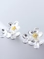 thumb Sweetly Two Color Plated Flower Stud Earrings 1