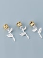thumb 925 Sterling Silver With Rhinestone  Personality Flower Charms 4