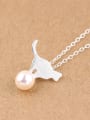 thumb Artificial Pearl Kitten Silver Necklace 1