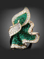 thumb Fashion Exaggerated Rhinestone-covered Leaf Alloy Ring 3