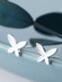 thumb 925 Sterling Silver With Silver Plated Simplistic Butterfly Stud Earrings 0