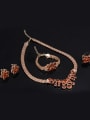 thumb Alloy Imitation-gold Plated Fashion Artificial Red Stones Flower-shaped Four Pieces Jewelry Set 1