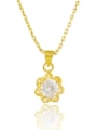 thumb Fashionable 24K Gold Plated Flower Shaped Zircon Necklace 0