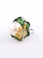 thumb Fashion Artificial Pearl Gold Plated Frog Lotus Leaf Alloy Ring 0