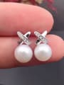 thumb Simple Freshwater Pearl X-shaped stud Earring 1