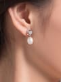 thumb Fashion Oval Freshwater Pearl Flower Stud drop earring 1