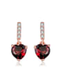 thumb Heart-shape Drop Earrings with Red Garnet and Zircons 0