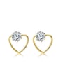 thumb Trendy Heart Shaped Gold Plated Zircon Stud Earrings 0