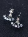 thumb Personality Geometric Shaped Shining Zircons Silver Drop Earrings 0