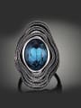 thumb Retro style Exaggerated  Blue Crystal Antique Silver Plated Alloy Ring 0