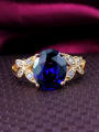thumb Blue 18K Gold Plated Oval Shaped Zircon Ring 1