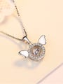 thumb Fashion Rotatable Cubic Zircon Little Wings 925 Silver Single Pendant 2