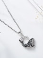 thumb Simple Little Whale Black Zircon Necklace 2