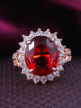 thumb Exquisite Rose Gold Plated Red Oval Shaped Zircon Ring 1