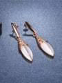 thumb Elegant Hollow Leaf Shaped Opal Stone Earrings 1
