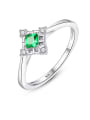 thumb 925 Sterling Silver With Cubic Zirconia Simplistic Square Band Rings 0