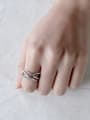 thumb 925 Sterling Silver With Antique Silver Plated Vintage hollow weaving Free Size Rings 1