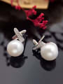 thumb Simple Freshwater Pearl X-shaped stud Earring 0