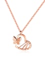 thumb Stainless Steel With Rose Gold Plated Fashion Frosted little butterfly Heart Necklaces 0