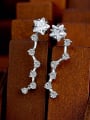 thumb Elegant Shiny Zirconias Little Stars 925 Silver Stud Earrings 0