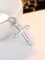 thumb Simple Cross White Zirconias Copper Necklace 2