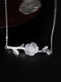 thumb Retro style Natural Crystal Flower Leaves Pendant 925 Silver Necklace 0