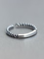 thumb S925 silver twist smooth letter shape opening Midi Ring 2