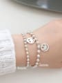 thumb Simple Little Smiling Face Beads Silver Bracelet 1