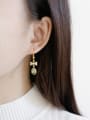 thumb Fashion Little Bowknot Green Zircon Gold Plated Earrings 2