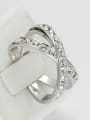 thumb Cross Lines Noble Zircons White Gold Plated Ring 1