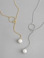 thumb 925 Sterling Silver With Artificial Pearl Simplistic Round Necklaces 0