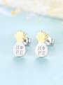 thumb 925 Sterling Silver With Glossy  Simplistic Friut Pineapple Stud Earrings 3