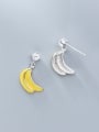 thumb 925 Sterling Silver With Platinum Plated Cute Banana Stud Earrings 2