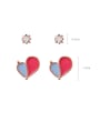 thumb Alloy With Rose Gold Plated Cute Heart Stud Earrings 3